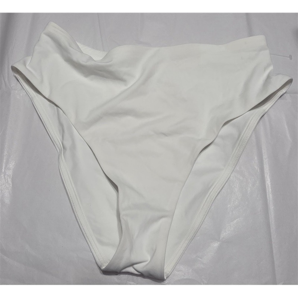 NWOTD CUUP 4 or L The Highwaist Swim Bottom White Hi Rise Bikini 132635